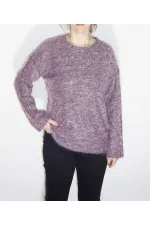 Yuvarlak Yaka Kazak - Eflatun