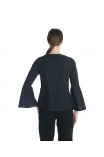 Kolları Volan Bluz - Siyah