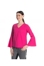 Kolları Volan Bluz - Pembe