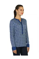 Uzun Kollu baskılı Tişört - Royal