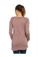 Casual Uzun Tişört - Gül Kurusu