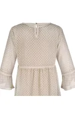 Ponpon Şifon Elbise - Kum