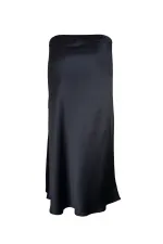 Saten Uzun Etek - Siyah