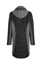 Veste longue en laine à capuche - Anthracite