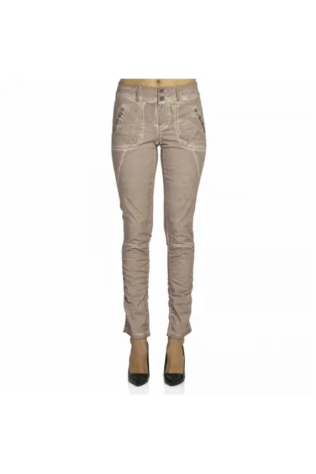 Yağlı Boya Taşlı Pantolon - Vizon