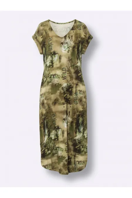 Uzun Baskılı Elbise - Baskılı