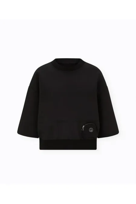 Batwing Sleeve Sweatshirt - Black
