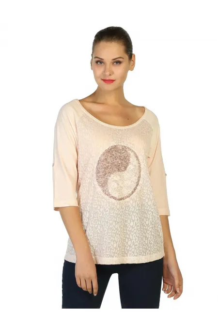 Dantelli Payetli Bluz - Kayısı