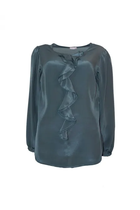 Saf İpek Bluz - Antrasit