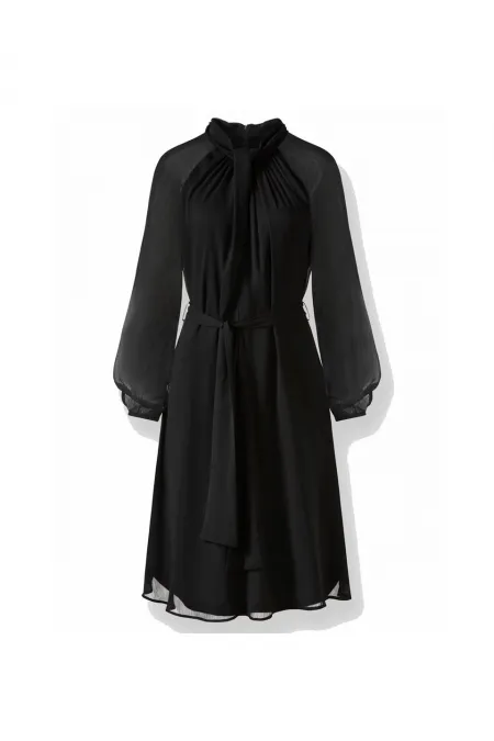 Şifon Elbise - Siyah