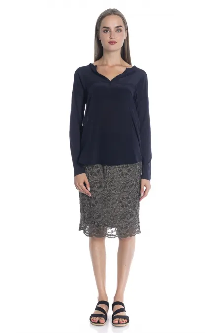 İpek Bluz - Lacivert