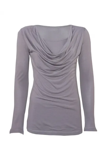 Degaje yaka T-shirt - Taş