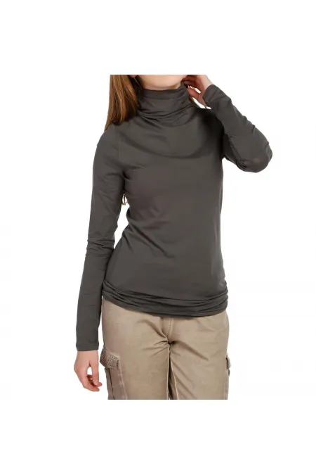 Basic Boğazlı Tişört - Gri