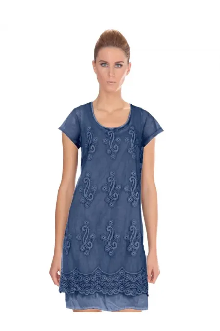 Dantelli Elbise - Mavi