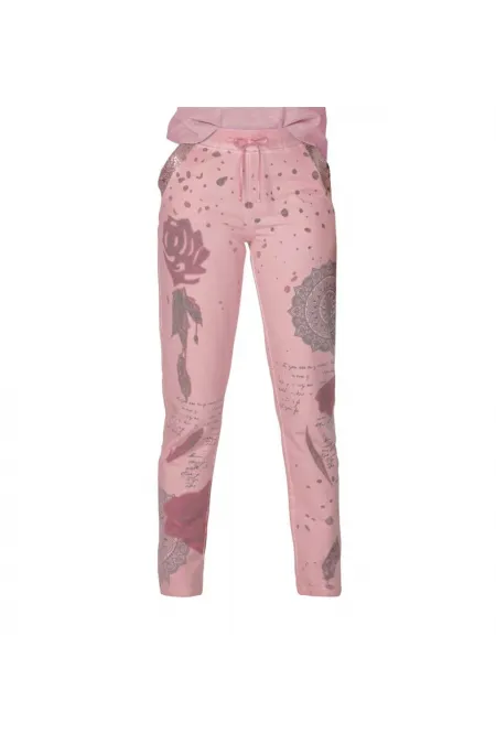 Baskılı Pantolon - Gül Kurusu