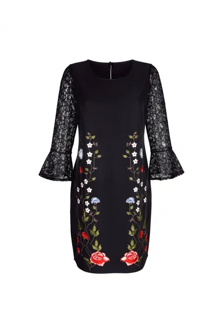Embroidered Dress - Black