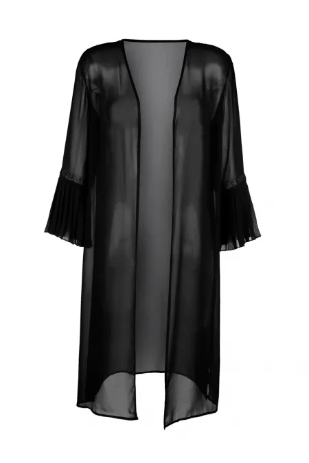 Uzun Şifon Hırka - Siyah