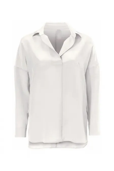 Saf İpek Bluz - Ekru