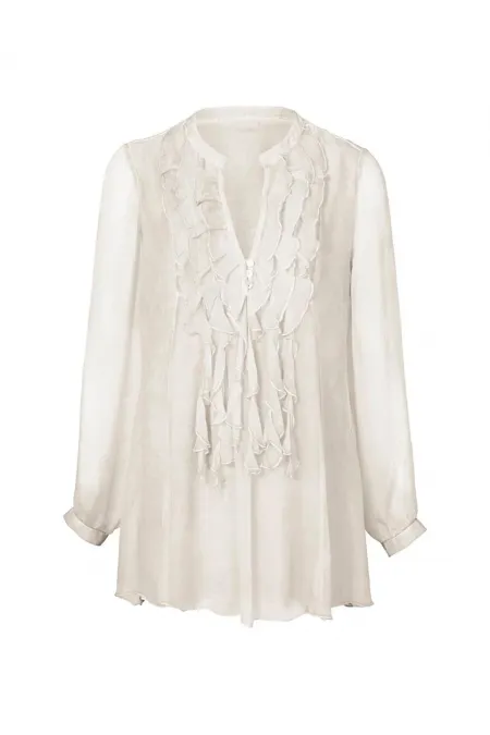 İpek Şifon Bluz - Beyaz