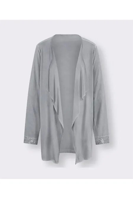 Kolu Payetli Hırka - Gri