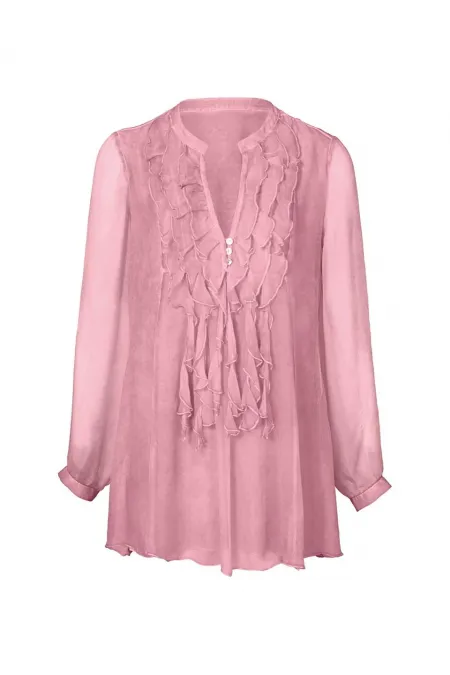 İpek Şifon Bluz - Gül Kurusu