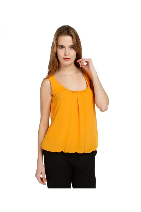 Şifon Kolsuz Bluz - Bal
