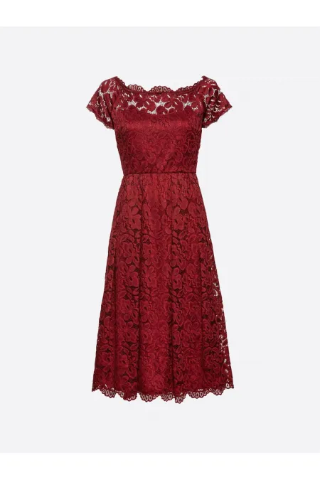 Dantelli Elbise - Kırmızı