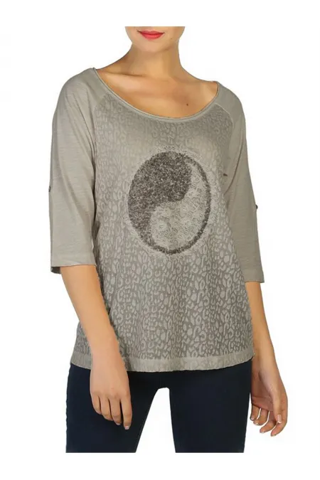 Dantelli Payetli Bluz - Gri