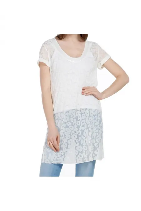 İpek Leopar Desenli Plaj Elbise - Krem