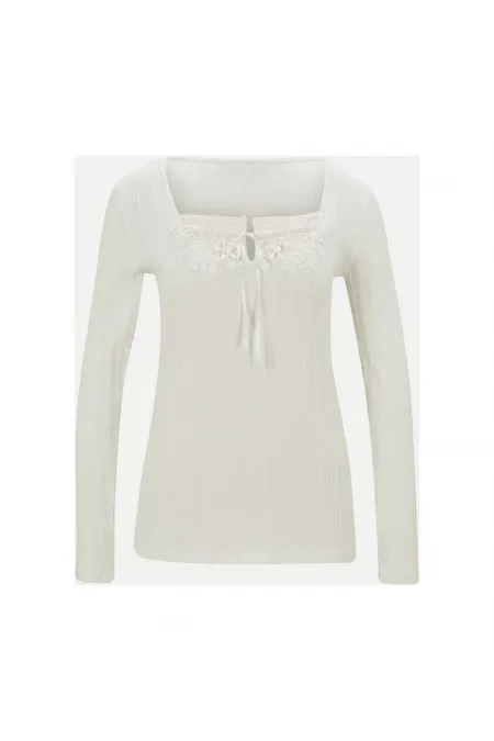 T-shirt brodé - Écru