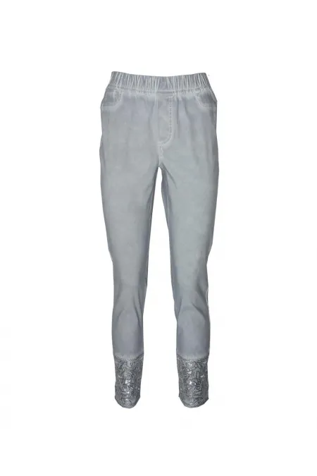 Payetli Pantolon - Gri