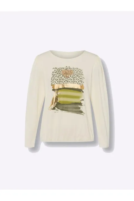 Chemisier imprimé à sequins - Ivoire