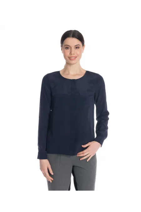 Chemise en pure soie - Bleu marine