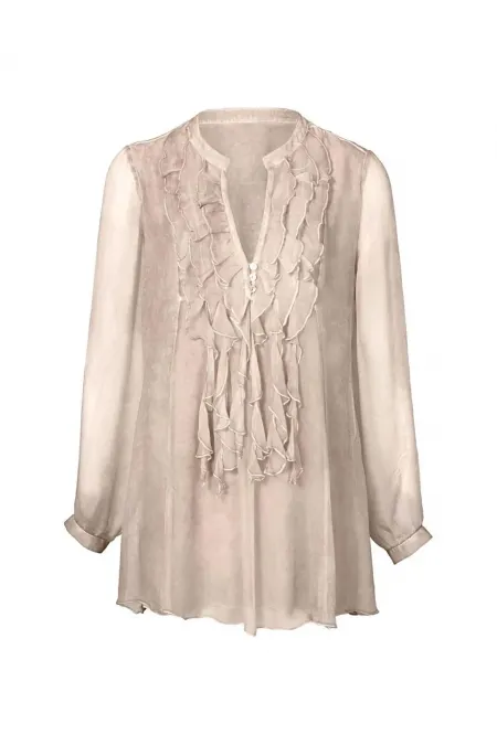 İpek Şifon Bluz - Kum