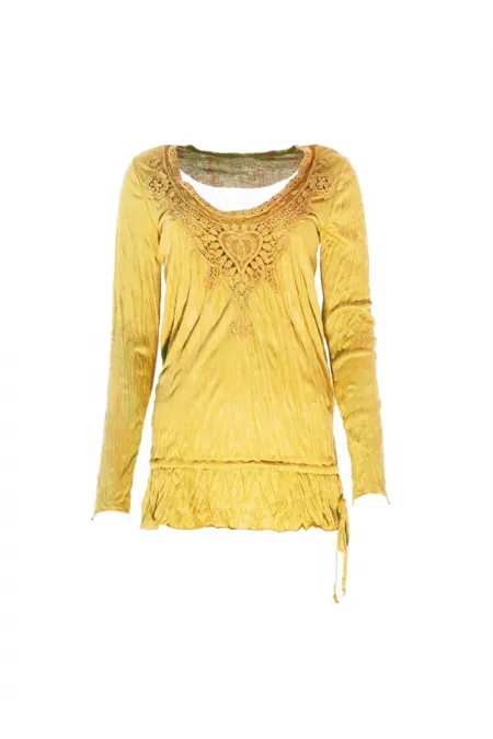Dantelli Bluz - Sarı