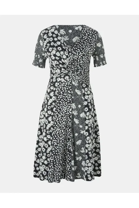 Baskılı Elbise - Siyah