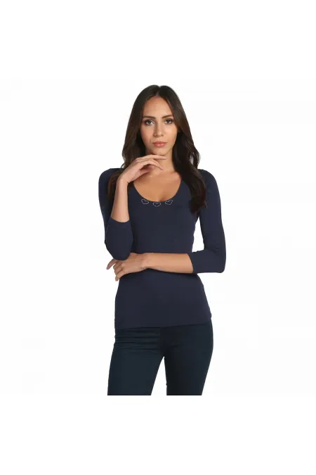 3/4 Kollu Tişört - Lacivert