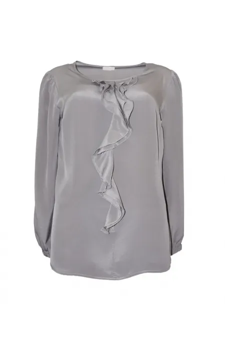 Saf İpek Bluz - Vizon
