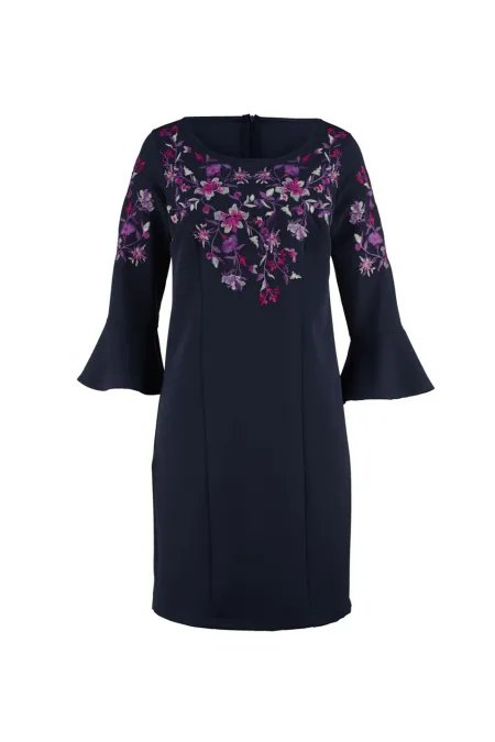 Nakış İşleme Elbise - Lacivert