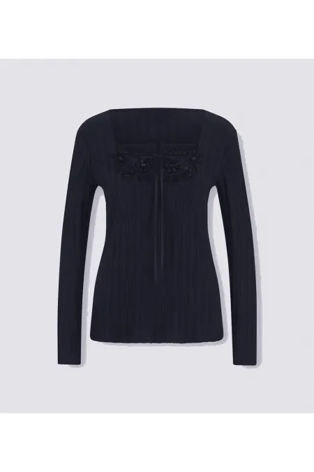 T-shirt brodé - Bleu marine