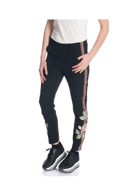 Nakış İşlemeli Pantolon - Siyah