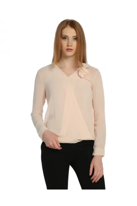 Şifon Bluz - Pudra
