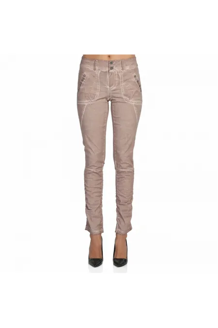 Yağlı Boya Taşlı Pantolon - Gül Kurusu