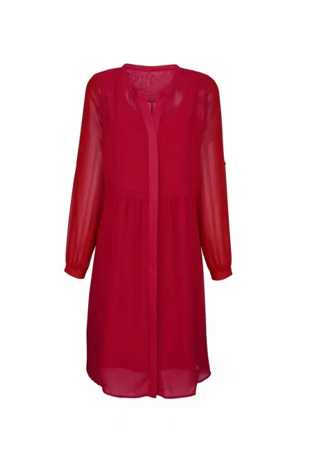 Şifon Elbise - Kırmızı