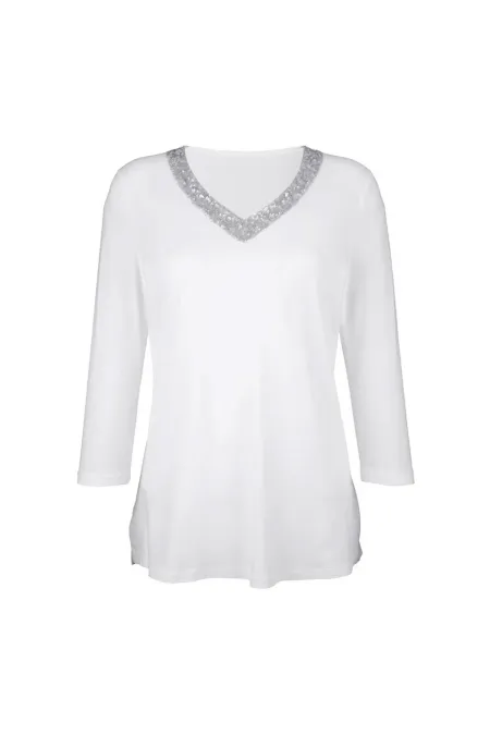 T-shirt à paillettes - Blanc