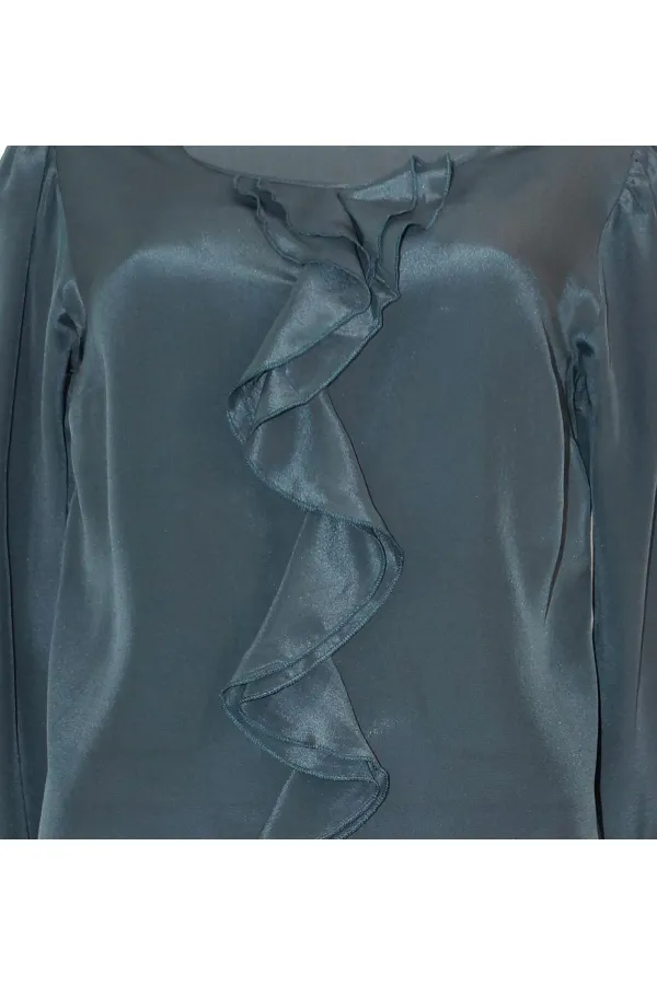 Saf İpek Bluz - Antrasit