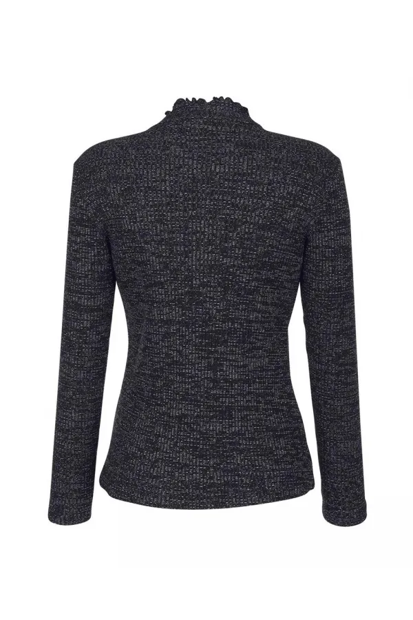 Glittery Slim Turtleneck T-Shirt - Black