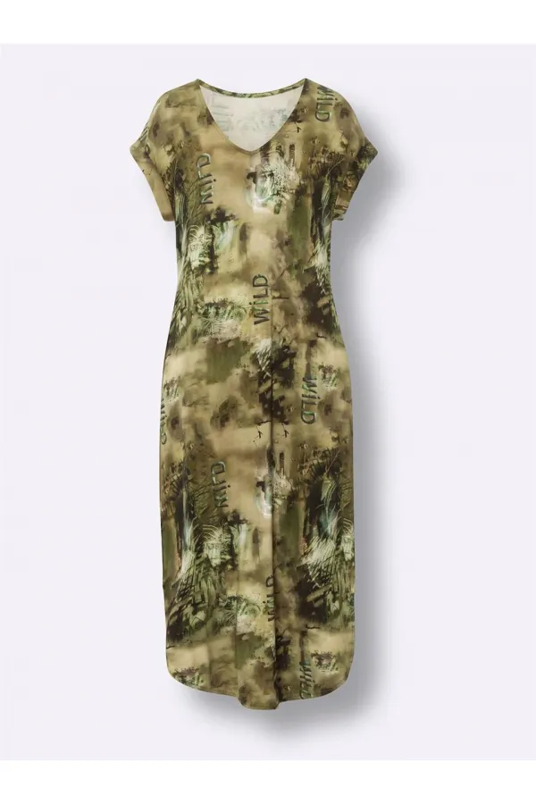 Uzun Baskılı Elbise - Baskılı