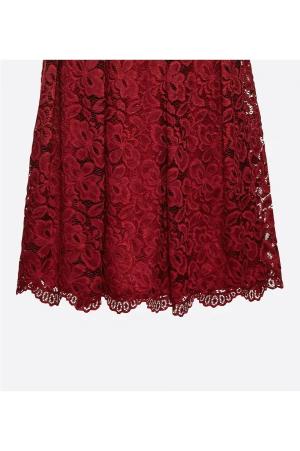 Dantelli Elbise - Kırmızı