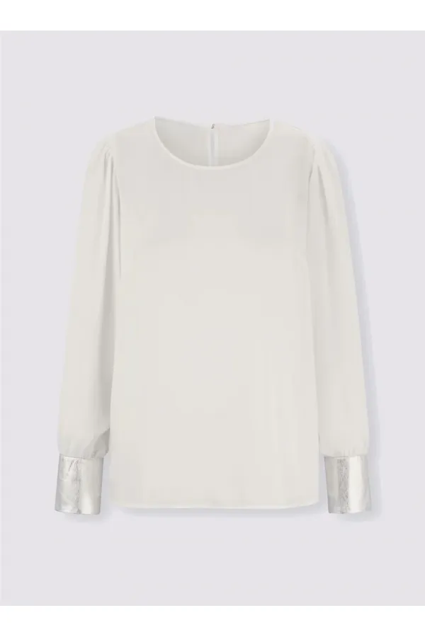 Şifon Bluz - Ekru
